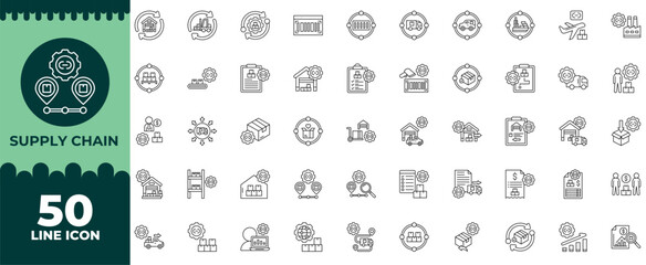 Supply Chain Line editable icon set