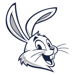 Vector art of cartoon rabbit head with long ears