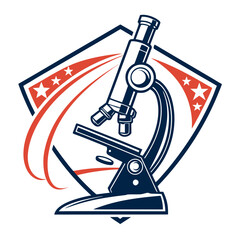 Vector art of microscope for scientific research with stars