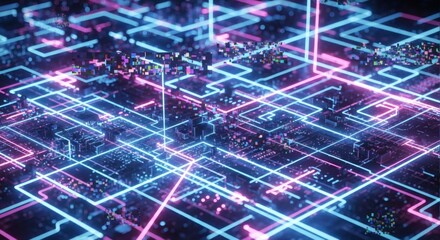 Fototapeta premium Captivating Retro Glitch Effect Illuminates a Vintage Arcade Monitor, displaying a dynamic landscape of abstract digital distortion and vibrant pixel patterns