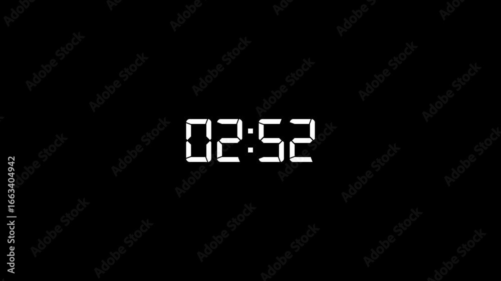 Wall mural countdown timer animation of 3 minutes on transparent background with alpha channels, 3 minutes coun