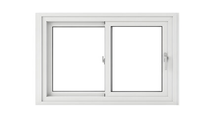 Modern white sliding window frame with clean lines and secure locking mechanism, perfect for architectural design and home renovation projects