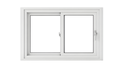 Modern white sliding window frame with clean lines and secure locking mechanism, perfect for architectural design and home renovation projects