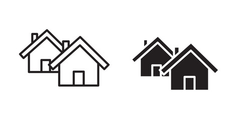Neighborhood icon . Downtown district. Suburban living. Property types. thin line customizable illustration. Contour symbol. Vector illustration with stroke and fill on a white background.