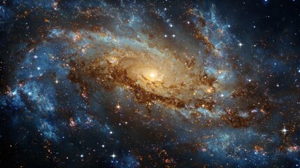 Fototapeta premium Galaxy spiral structure showcases vibrant stars and cosmic dust in deep space