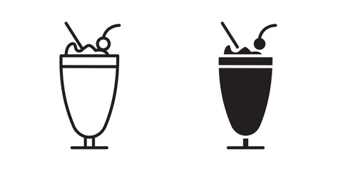 Milkshake icon . Milkshake and beverage glass symbol, Vector illustration with stroke and fill on a white&nbsp;background.