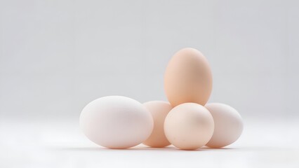 Group of Fresh Brown Chicken Eggs on White Background &ndash; High Resolution Close-Up