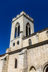 Fototapeta premium Gothic tower of San Miguel Church rising over the historic center of Palencia