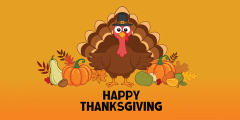 Happy Thanksgiving Turkey Illustration Vector Design