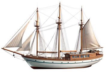 wooden sailing ship isolated on white background. PNG Transparent file type with high definition quality And vibrant color grading Available.