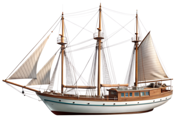 wooden sailing ship isolated on white background. PNG Transparent file type with high definition quality And vibrant color grading Available.