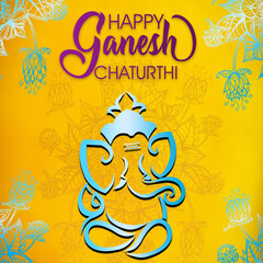Happy Ganesh Chaturthi greetings. Illustration of lord Ganesh for Ganesh Chaturthi celebration in Maharashtra.