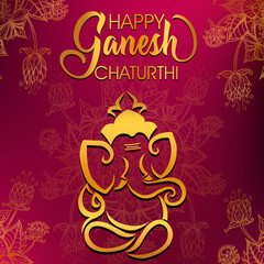 Happy Ganesh Chaturthi greetings. Illustration of lord Ganesh for Ganesh Chaturthi celebration in Maharashtra.