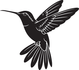 Black silhouette of a flying hummingbird nature wildlife