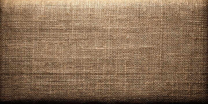 Detailed texture of woven burlap fabric in warm brown tones suitable as background