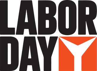 Labor Day Text with Orange Geometric Shape holiday