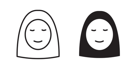 Arab woman icon .  Vector illustration with stroke and fill on a white background.