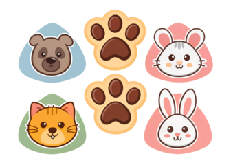 set of funny animals