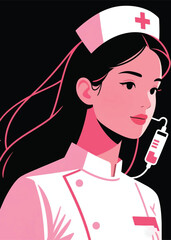 modern silhouette of a beautiful woman in a nurse costume Illustrator Artwork design template poster