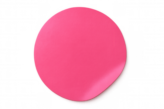 Pink sticky note with curled corner on a transparent background, creating a simple yet vibrant visual element