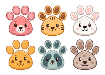Fototapeta premium set of easter bunnies foot prints illustration isolated on white background. PNG Transparent file type with high definition quality And vibrant color grading Available.