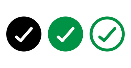 Check Mark Icon Set in Black and Green PNG Illustration