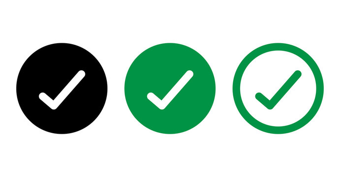 Check Mark Icon Set in Black and Green PNG Illustration