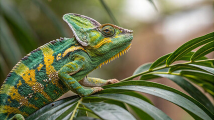 Exotic Reptile Veiled Chameleon Macro View