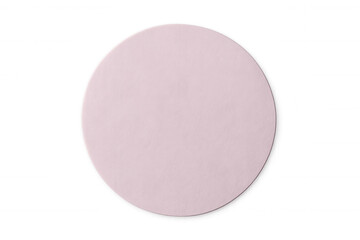 Pink round coaster floating against transparent backdrop, showcasing minimalist design potential for branding materials