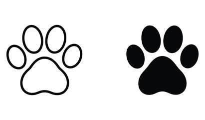 WebVector art of two paw prints, one in black and one in outline, , showcasing the simple yet distinct design of animal footprints, perfect for various creative projects