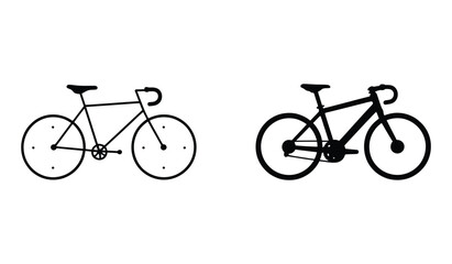 Obraz premium WebVector art of two bicycles are depicted side by side, one in a simple outline and the other in a solid black silhouette, , showcasing different design styles for cycling enthusiasts