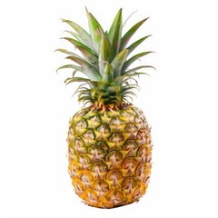 Whole pineapple, vibrant yellow-gold skin, spiky green crown