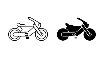 Fototapeta premium Modern Moped Icon Set in Outline and Solid Glyph Styles on a White Background