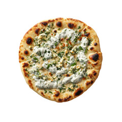 Delicious Flatbread with Creamy Yogurt Sauce, Feta Cheese, and Fresh Herbs