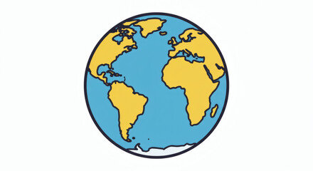Naklejka premium A simplified globe, colorful vector illustration style, white background, clean lines.