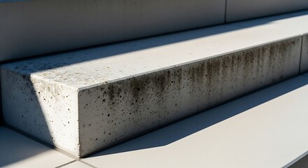 Architectural Concrete Steps Casting Shadows Under Bright Sunlight