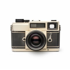 Vintage camera, cream and dark gray, isolated on white