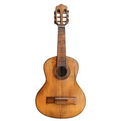 Fototapeta premium Light brown wooden acoustic guitar, front view