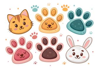 set of funny cartoon animals isolated on white background. PNG Transparent file type with high definition quality And vibrant color grading Available.