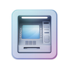 Isolated Automated Teller Machine Illustration in Soft Pastel Colors Providing Access to Financial Services and Cash Withdrawal in Urban Environment