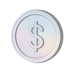Isolated silver dollar coin with a distinctive dollar sign shining against a dark background emphasizing financial concepts and wealth accumulation