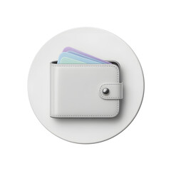 Minimalist White Wallet with Pastel Cards on a Clean White Background Perfect for Finance and Lifestyle Imagery Featuring Modern Design