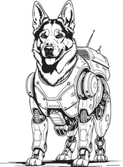 Sketch of a dog in a spacesuit. Vector illustration.