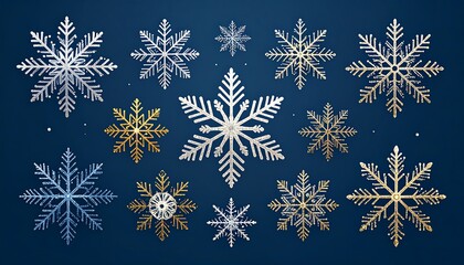 Silver Gold Snowflakes Winter Holiday Design