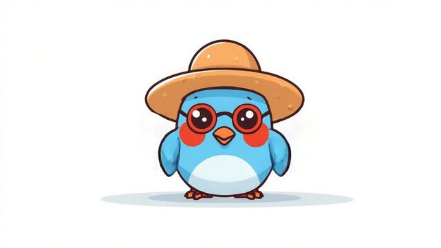 Cute bird in a sun hat