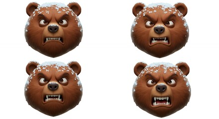 Obraz premium Angry bear heads cartoon graphic design