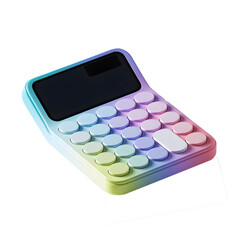 Rainbow colored modern calculator device for accounting and financial management creative style round buttons colorful aesthetic on a black background