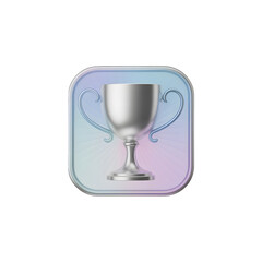 Silver Trophy Cup Icon on Gradient Background Symbolizing Success Achievement and Winning with Modern Design Elements for Digital Platforms