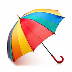 Colorful rainbow umbrella against white background