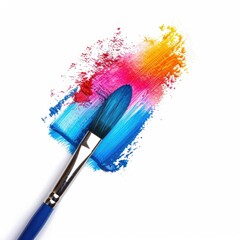 Colorful paint stroke with a blue brush